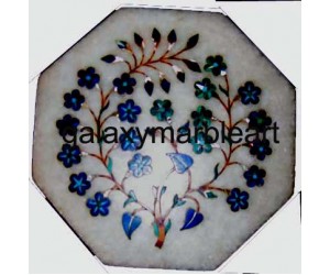 White marble inlay tile oct  5" TP-508
